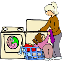 Family Washes Clothes